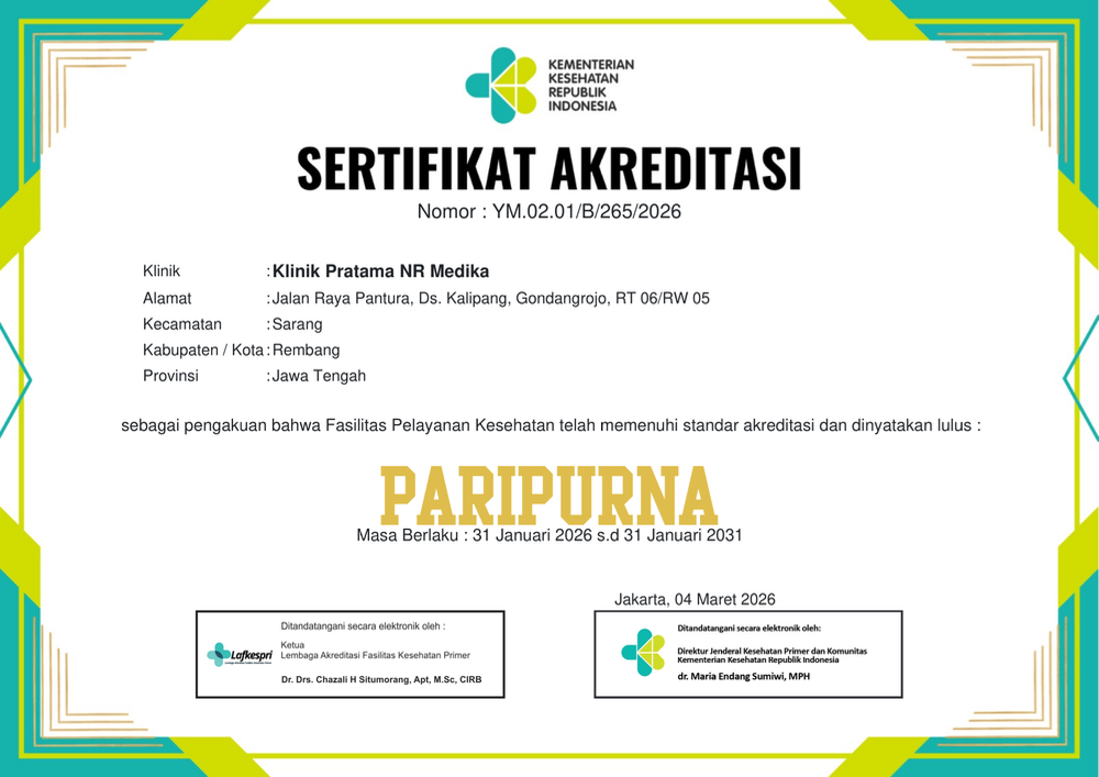 Sertifikat Akreditasi Klinik Paripurna (Bintang 5)